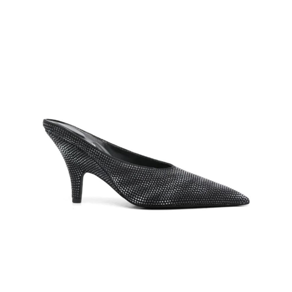 Alexander Wang 90mm Irina Mules - Black Rhinestone Heels - 36.5